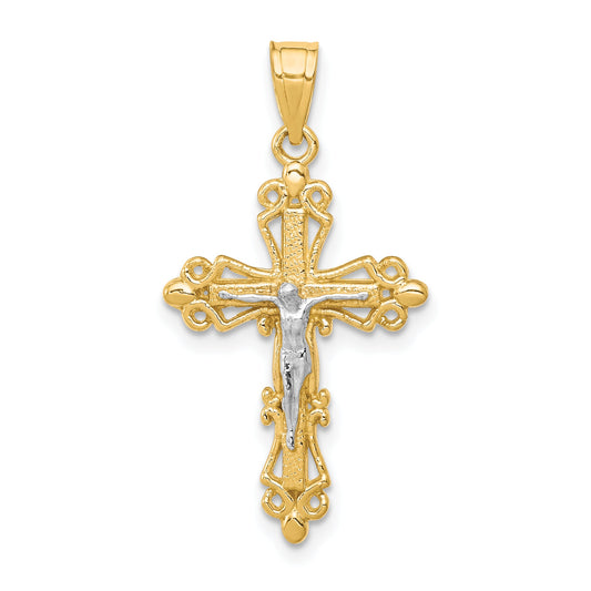 10k Yellow w/Rhodium Crucifix Pendant