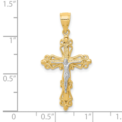 10k Yellow w/Rhodium Crucifix Pendant