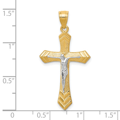 10k Yellow w/Rhodium Passion Crucifix Pendant