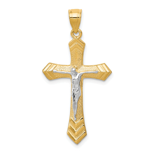 10k Yellow w/Rhodium Passion Crucifix Pendant