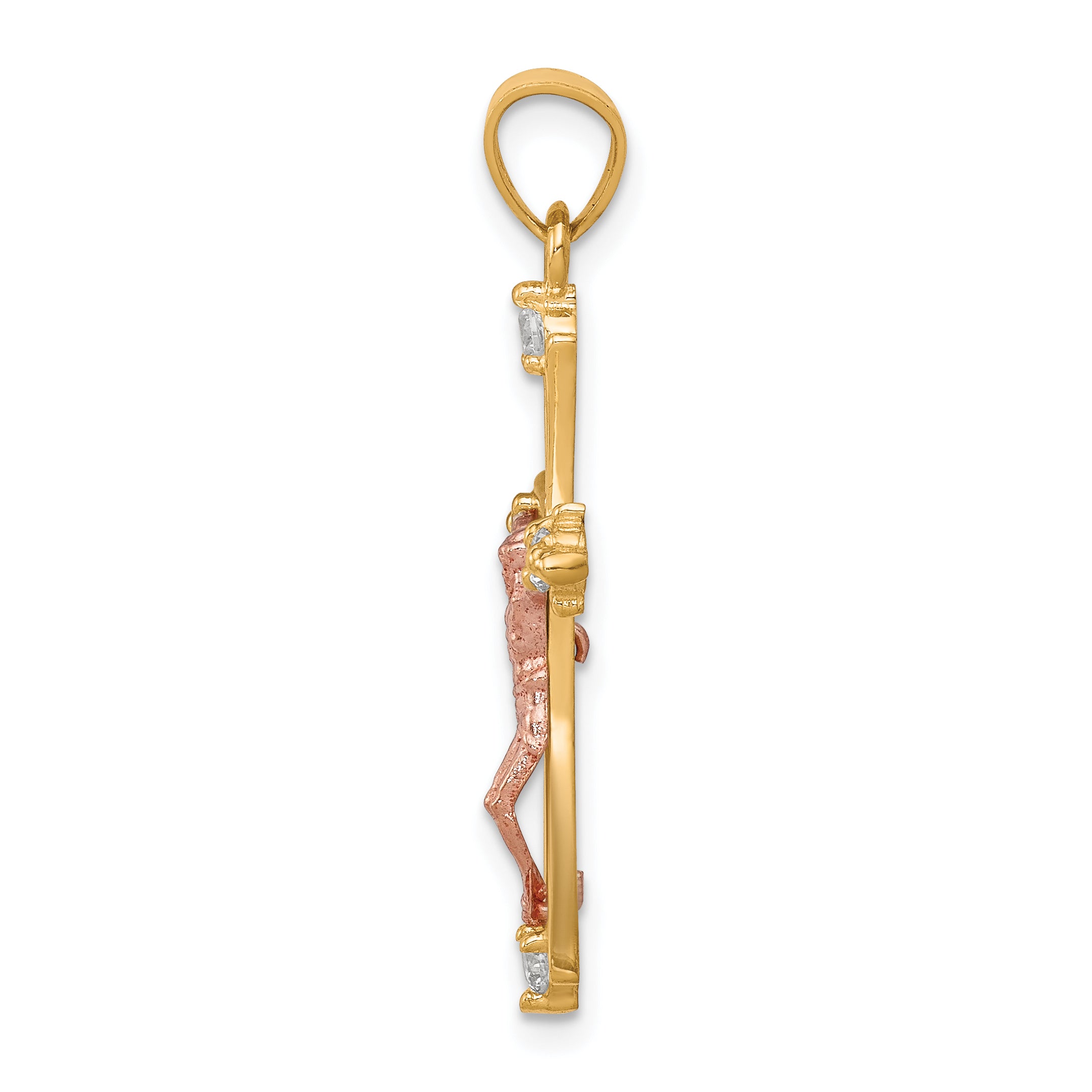 10k Two-tone 10k Two-tone CZ Crucifix Pendant