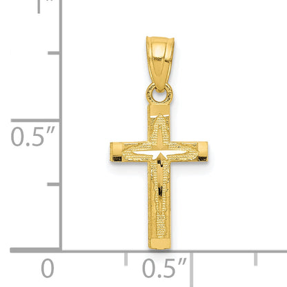 10k Yellow Gold Diamond-Cut Cross Pendant