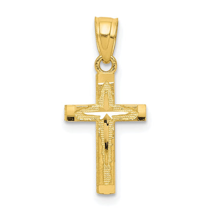 10k Yellow Gold Diamond-Cut Cross Pendant