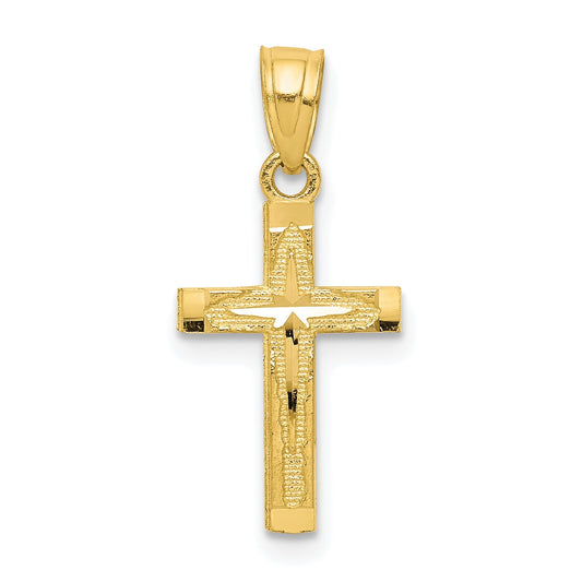 10k Yellow Gold Diamond-Cut Cross Pendant
