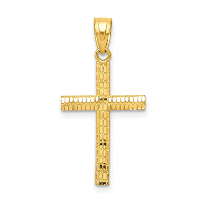 10k Yellow Gold Diamond-Cut Cross Pendant