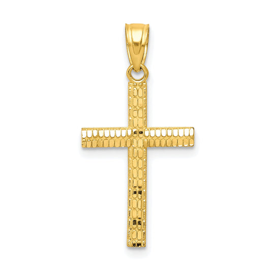 10k Yellow Gold Diamond-Cut Cross Pendant