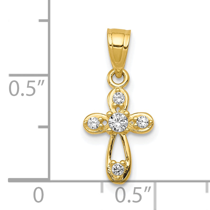 10k Yellow Gold Small CZ Cross Pendant