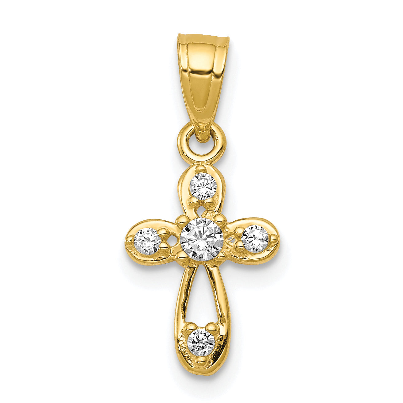 10k Yellow Gold Small CZ Cross Pendant
