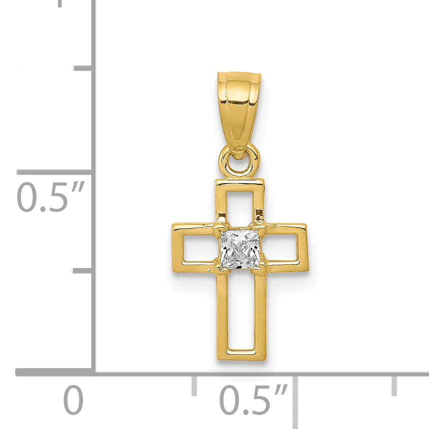 10k Yellow Gold Small CZ Cross Pendant