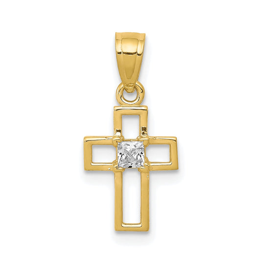 10k Yellow Gold 10k Small CZ Cross Pendant