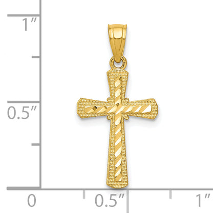 10k Yellow Gold Diamond-Cut Cross Pendant