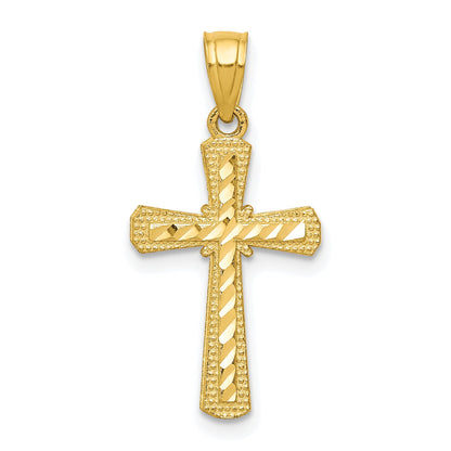 10k Yellow Gold Diamond-Cut Cross Pendant