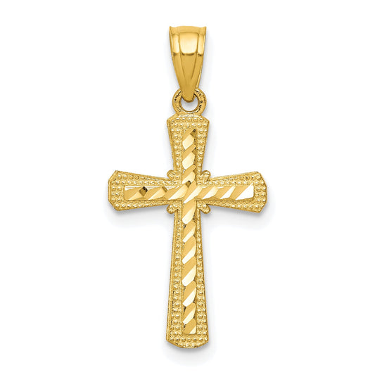10k Yellow Gold Diamond-Cut Cross Pendant