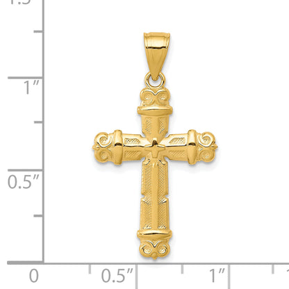10k Yellow Gold Fleur de Lis Cross Pendant