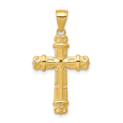 10k Yellow Gold Fleur de Lis Cross Pendant
