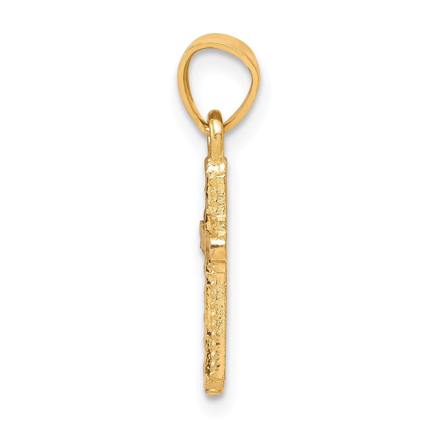 10k Yellow w/Rhodium Diamond-Cut Cross Pendant