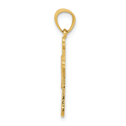 10k Yellow Gold Budded Cross Pendant