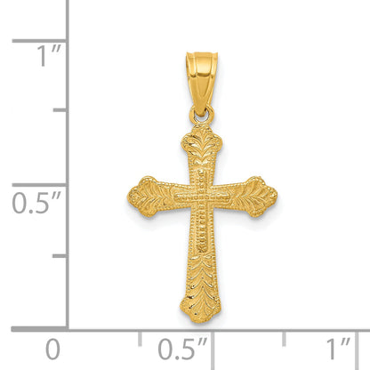 10k Yellow Gold Budded Cross Pendant