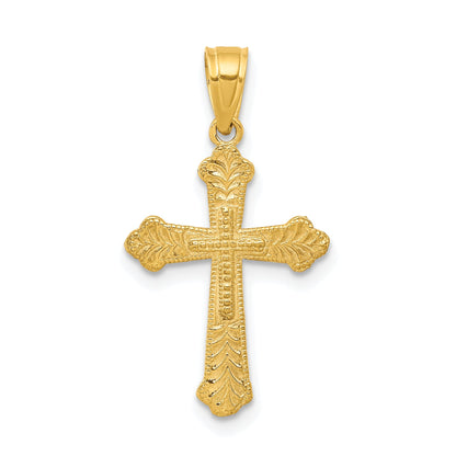10k Yellow Gold Budded Cross Pendant