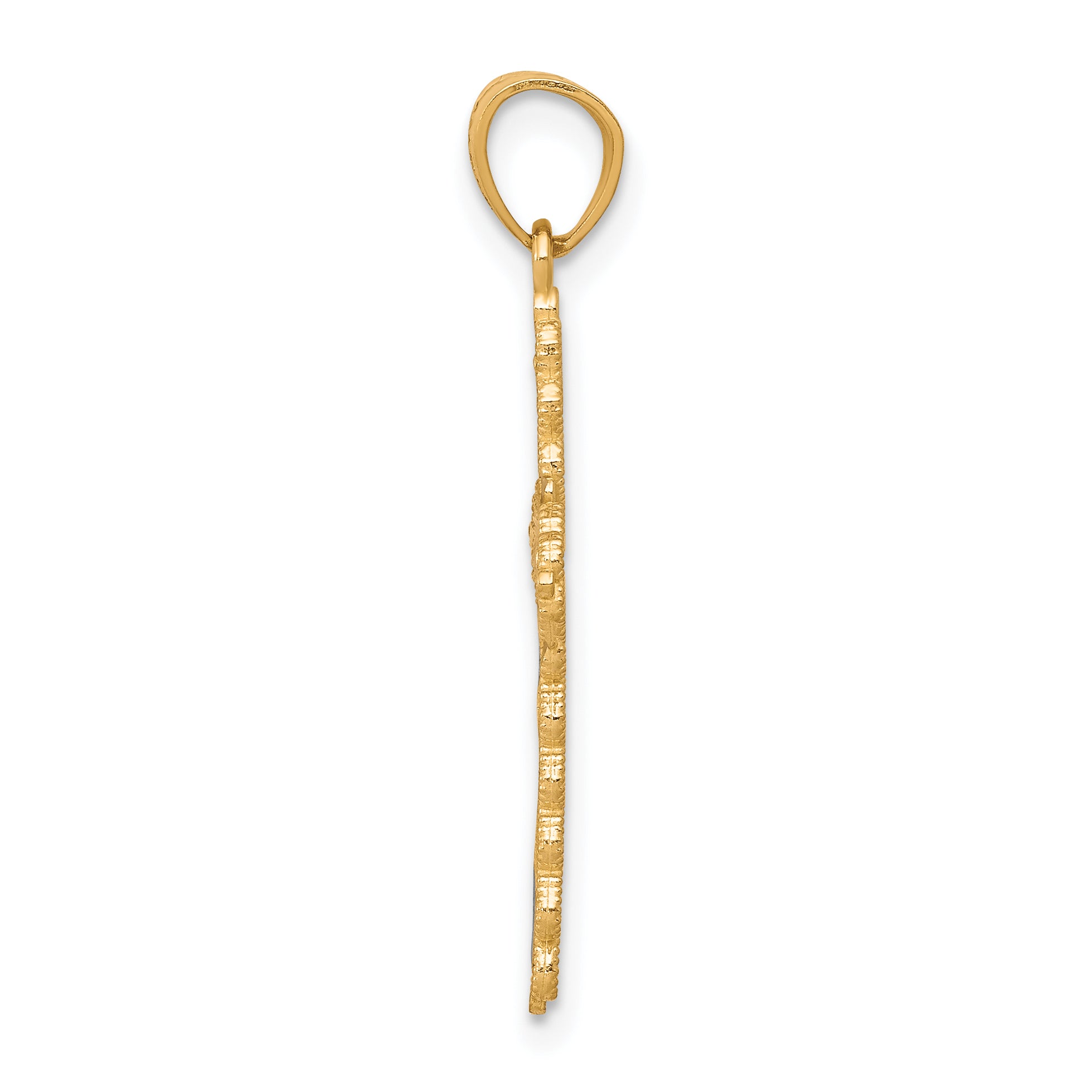 10k Yellow w/Rhodium w/ Rhodium Diamond-Cut Cross Pendant