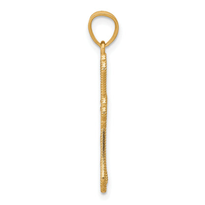 10k Yellow w/Rhodium w/ Rhodium Diamond-Cut Cross Pendant