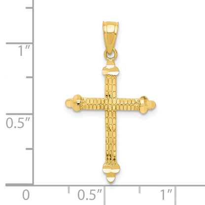 10k Yellow Gold Budded Cross Pendant
