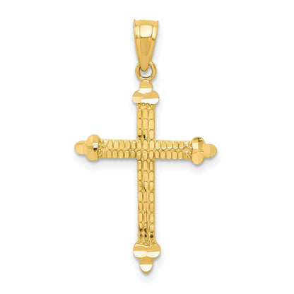 10k Yellow Gold Budded Cross Pendant