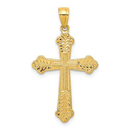 10k Yellow Gold Budded Cross Pendant