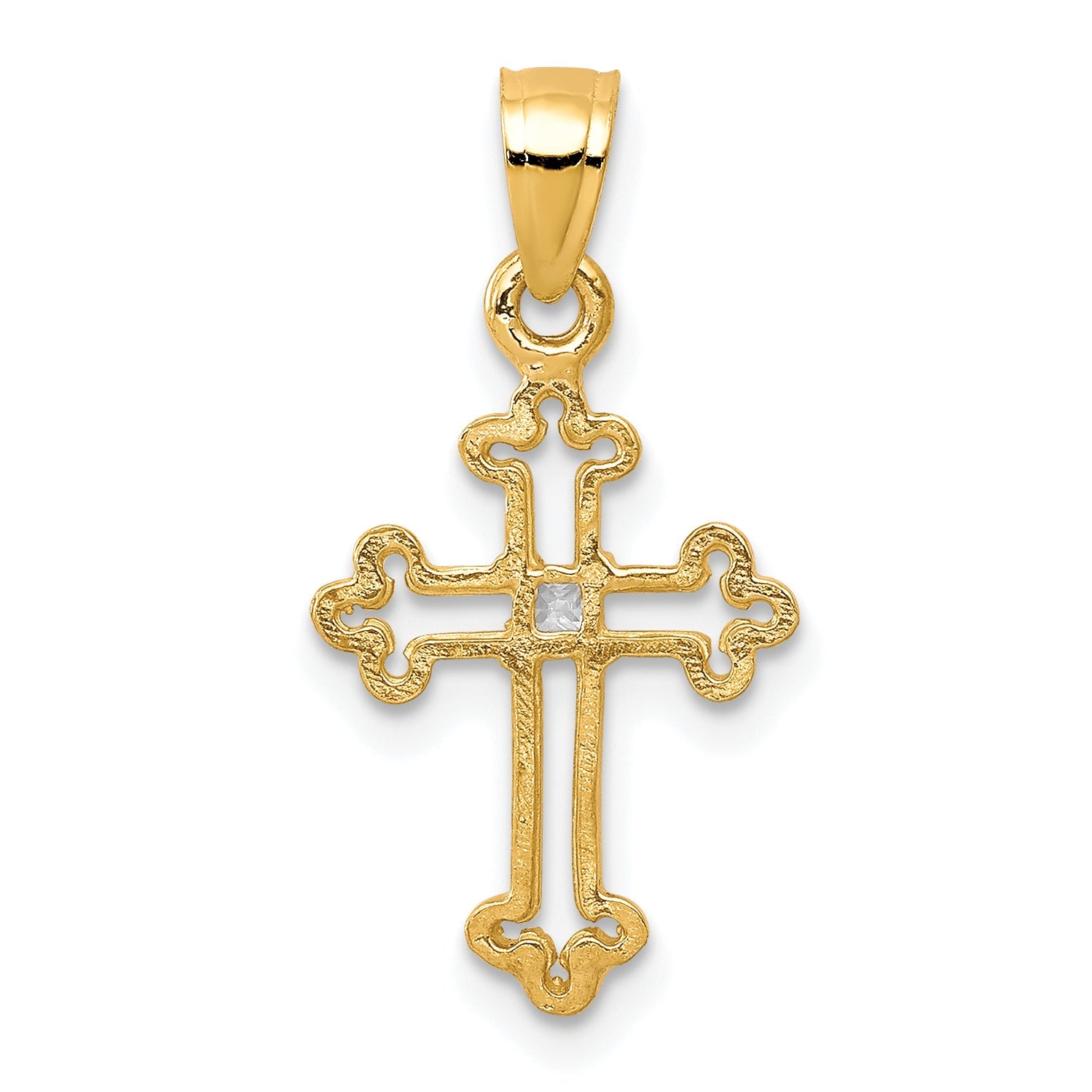 10k Yellow Gold Small CZ Cross Pendant