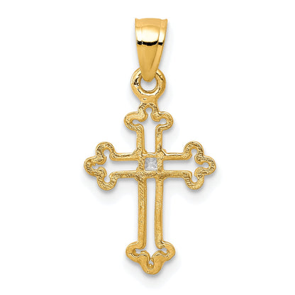10k Yellow Gold Small CZ Cross Pendant