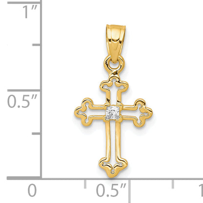 10k Yellow Gold 10k Small CZ Cross Pendant
