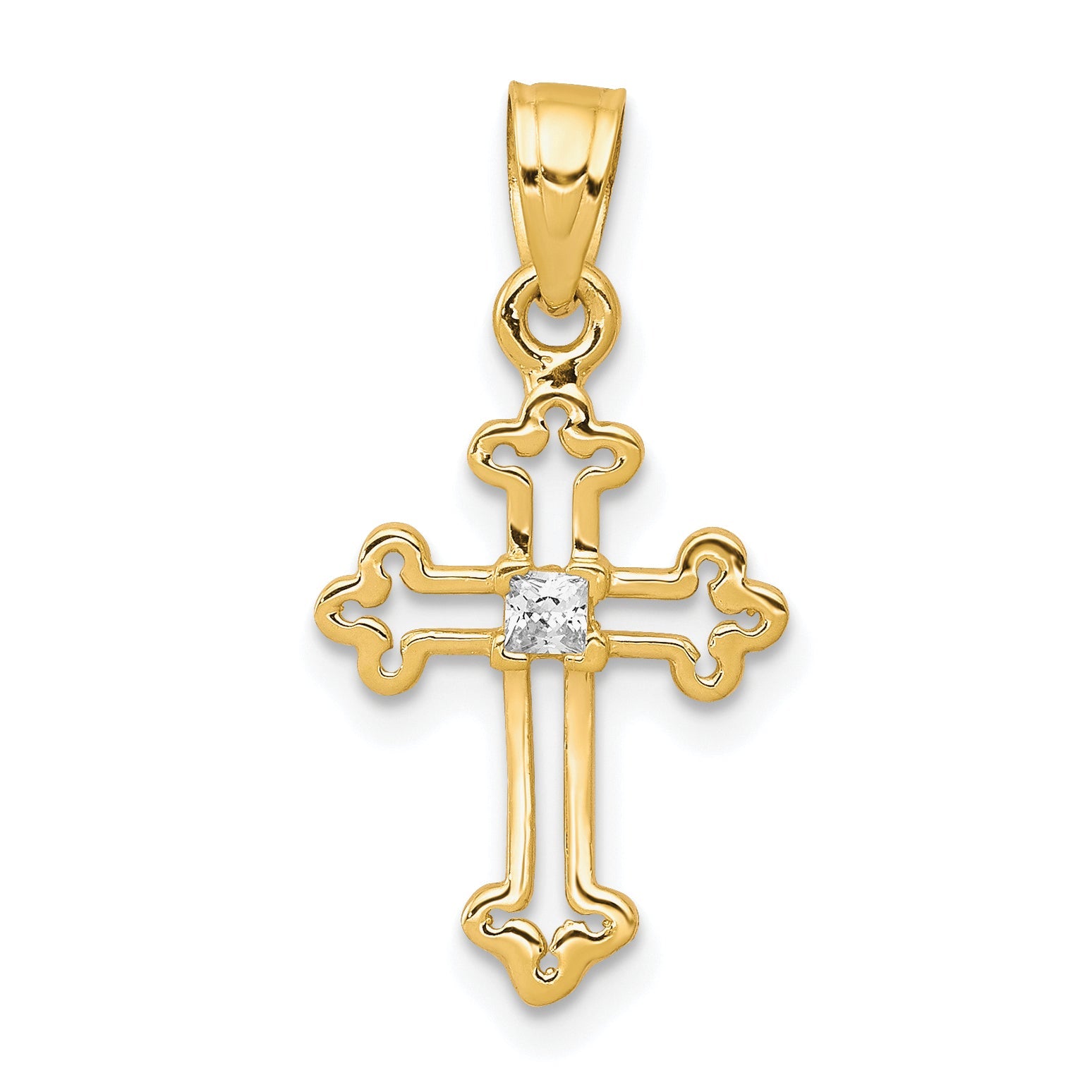 10k Yellow Gold Small CZ Cross Pendant