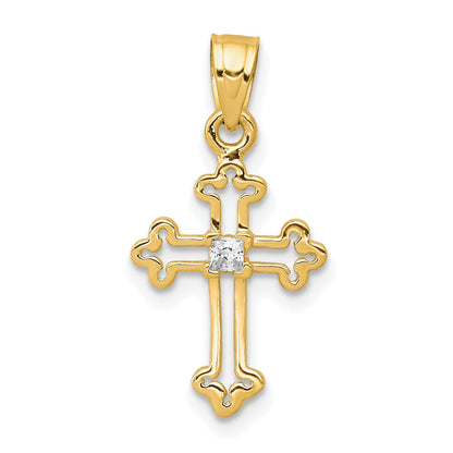 10k Yellow Gold Small CZ Cross Pendant