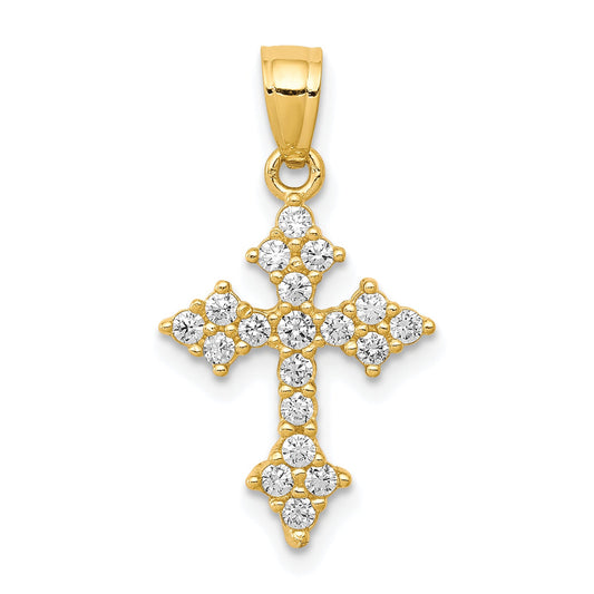 10k Yellow Gold CZ Passion Cross Pendant