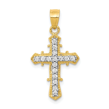 10k Yellow Gold CZ Cross Pendant