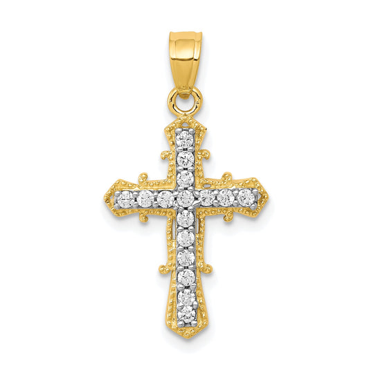 10k Yellow Gold CZ Cross Pendant