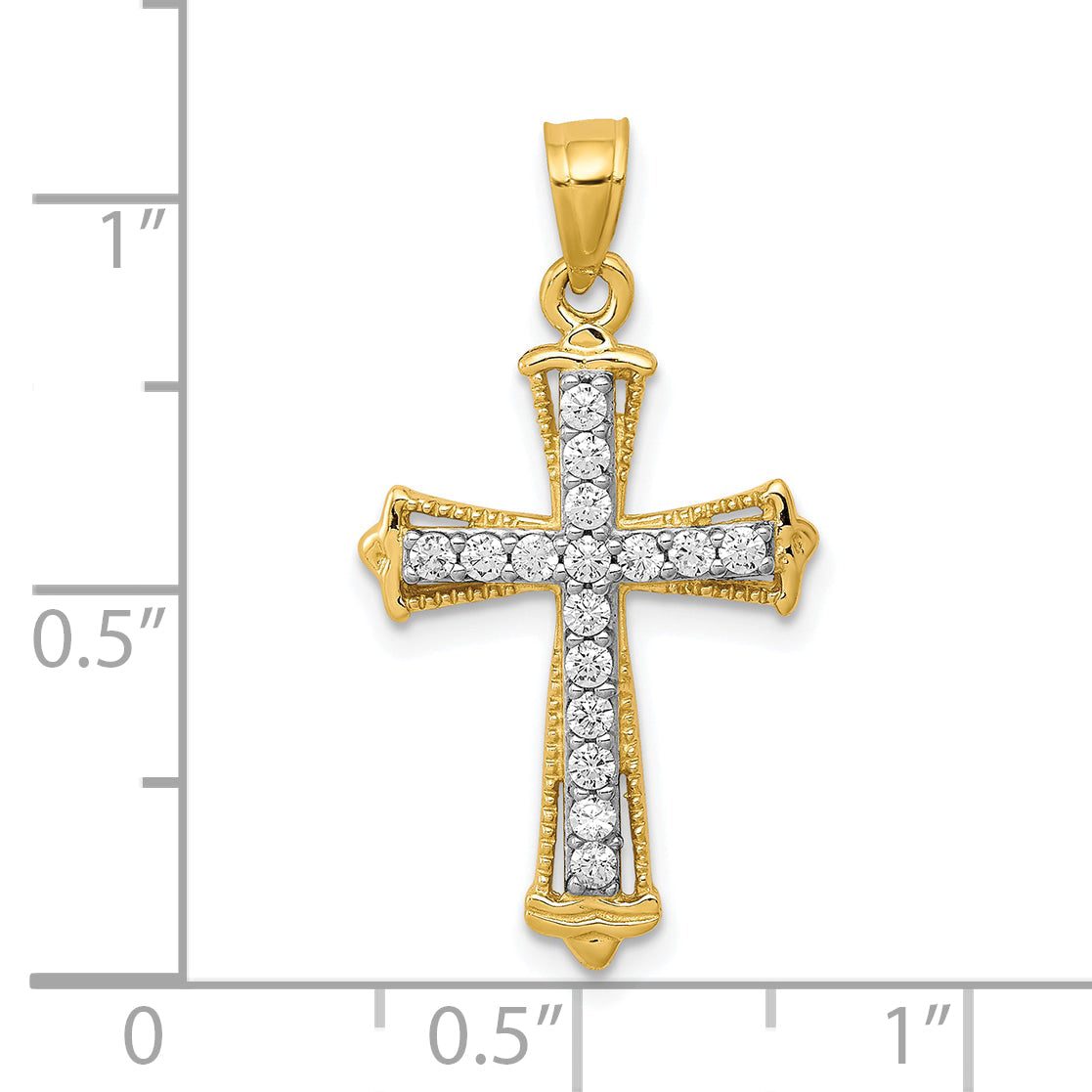 10k Yellow Gold CZ Cross Pendant