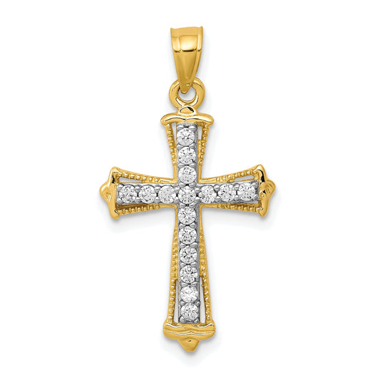 10k Yellow Gold CZ Cross Pendant