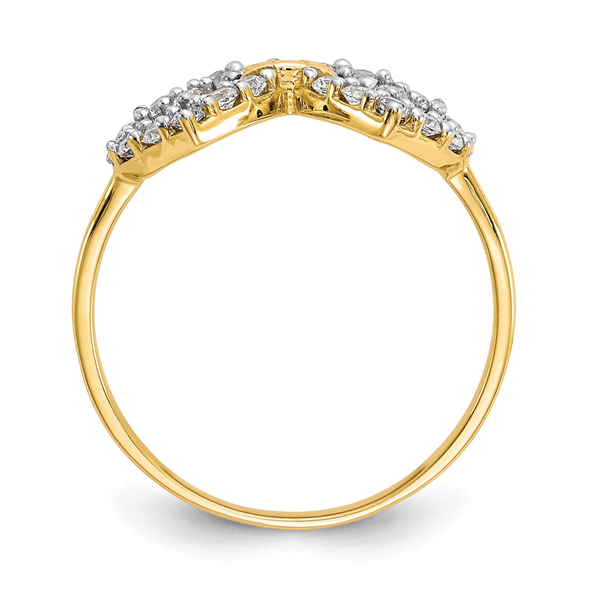 10K Yellow Gold Double Heart Cz Ring