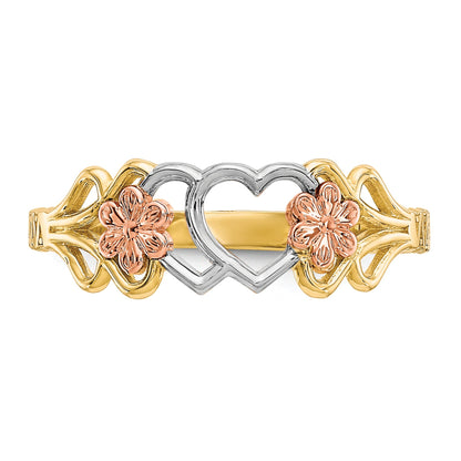 10K Two-Tone 10K Two-Tone W/White Rhodium Double Heart Ring