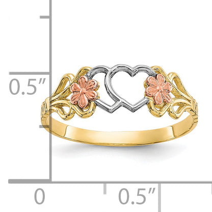 10K Two-Tone 10K Two-Tone W/White Rhodium Double Heart Ring