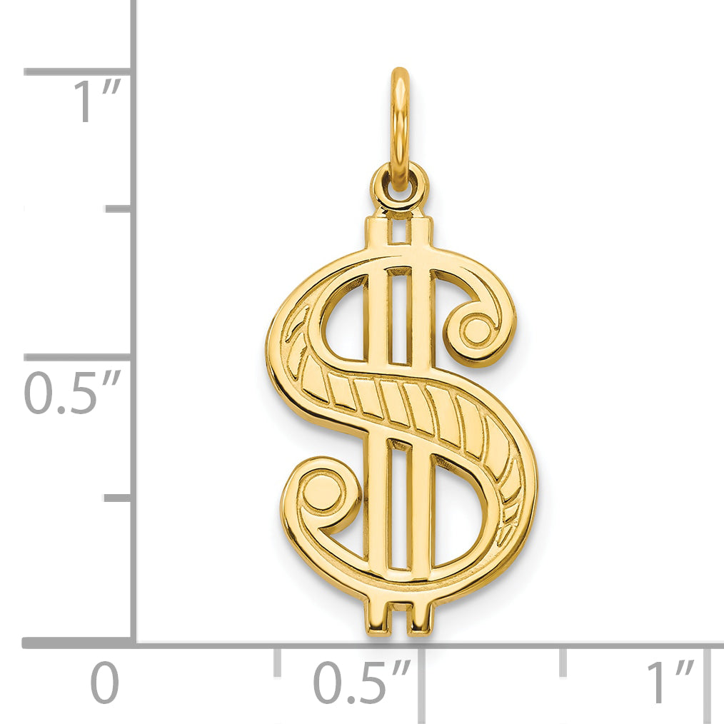 10k Yellow Gold Solid Polished Dollar Sign Charm