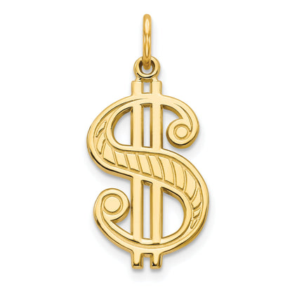 10k Yellow Gold Solid Polished Dollar Sign Charm