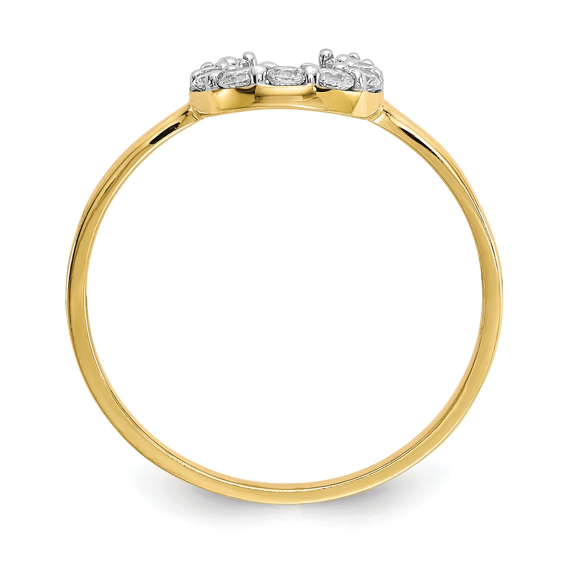 10K Yellow Gold Cz Horse Shoe Ring