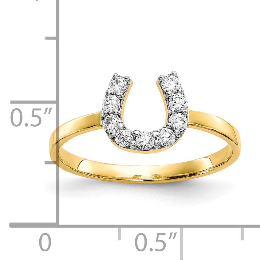10K Yellow Gold Cz Horse Shoe Ring