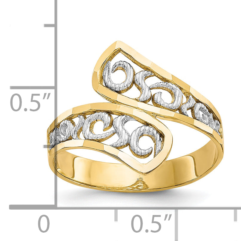 10K Yellow W/Rhodium & Rhodium Filigree Ring