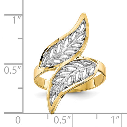 10K Yellow W/Rhodium 10K Diamond-Cut Filigree Ring