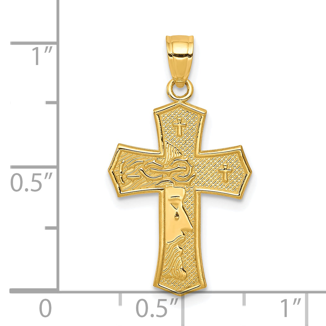 10k Yellow Gold Passion Cross W/ JESUS Reversible Pendant
