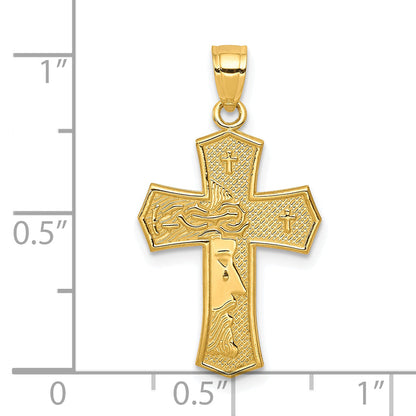 10k Yellow Gold Passion Cross W/ JESUS Reversible Pendant