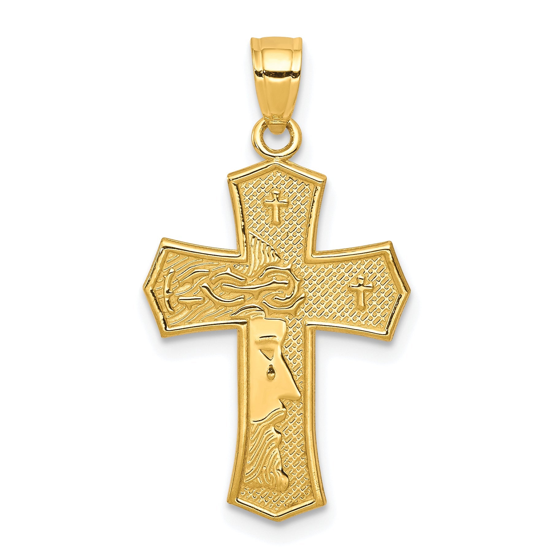 10k Yellow Gold Passion Cross W/ JESUS Reversible Pendant